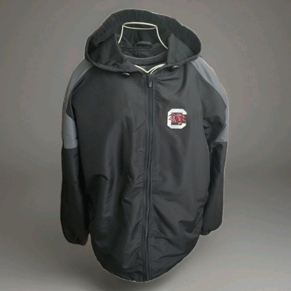 Men’s USC Gamecocks Lg black Badger Hooded Zip Rain Jacket W/Slit Pocets